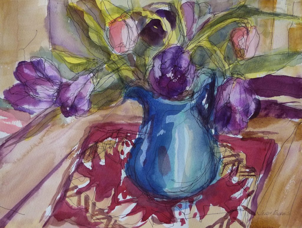 Honourable Mention Evans, Judy – Blue Jug with Tulips